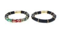 Lot de 2 bracelets semi rigides or et argent...